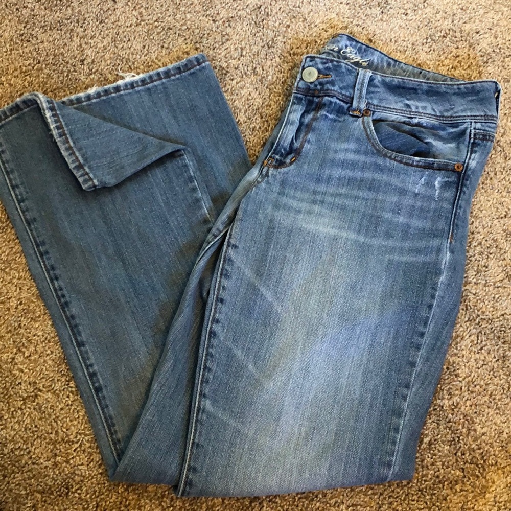 Lightly distressed AE denim